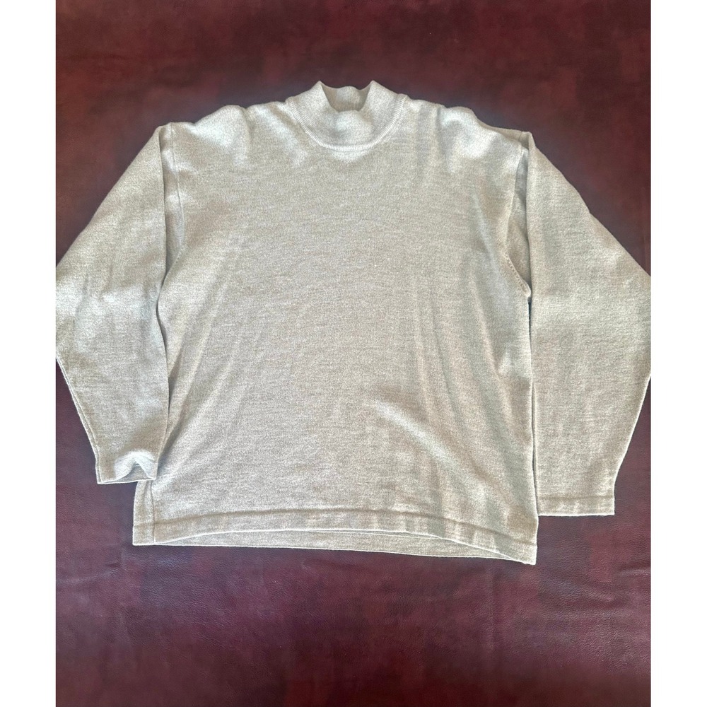 Roberto Villini Italy Merino Wool Blend Mock Neck Sweater Tan Mens Large